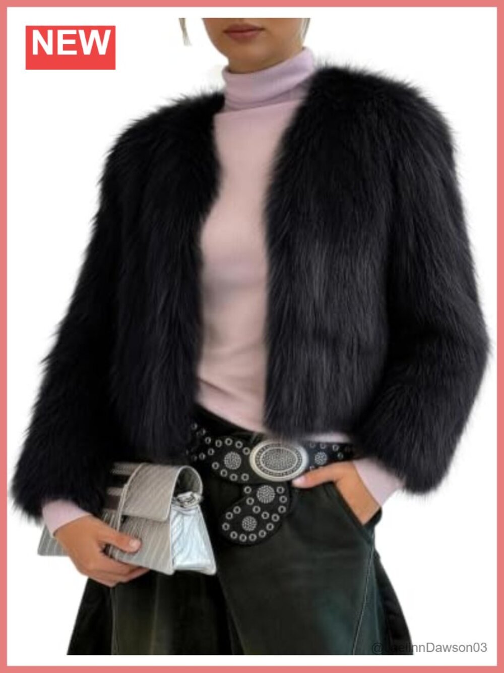 Faux Fur Coat Open Front Cropped Furry Jacket with Pockets